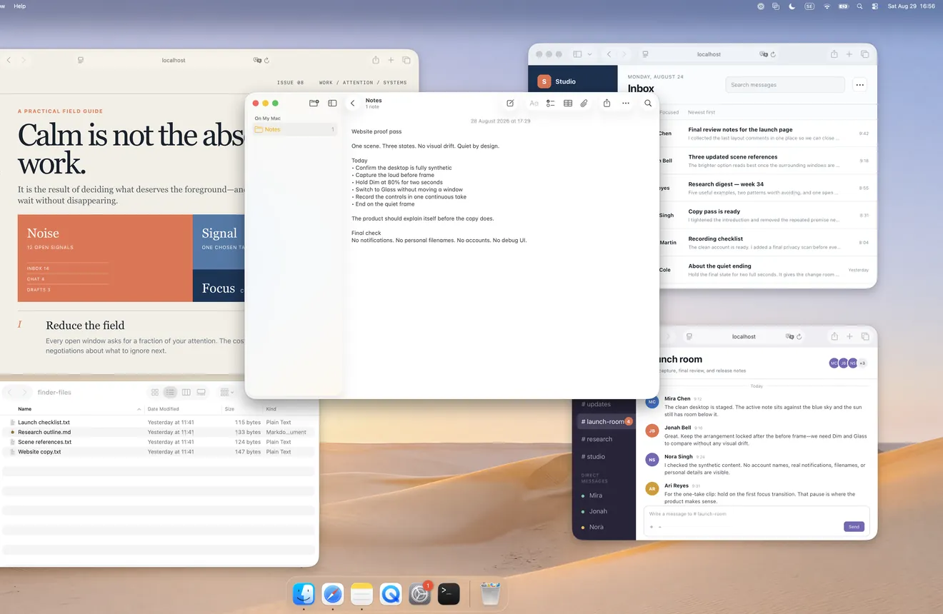 A real Mac desktop with the Notes window in front.